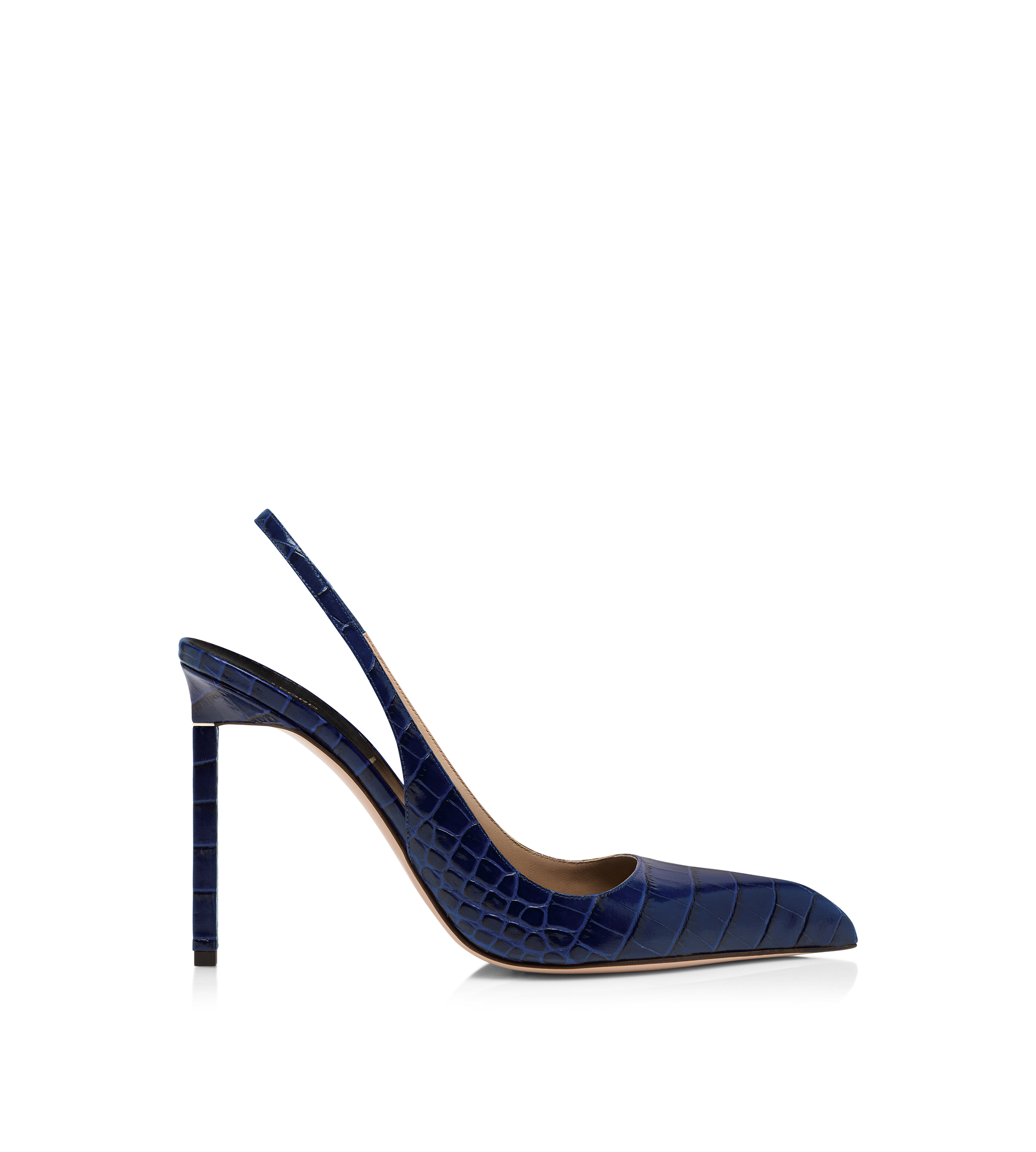 SHINY STAMPED CROCODILE LEATHER T SLINGBACK