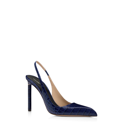 SHINY STAMPED CROCODILE LEATHER T SLINGBACK image number 1