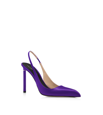 TOM FORD SATIN BRIGHT PURPLE SATIN T SLINGBACK