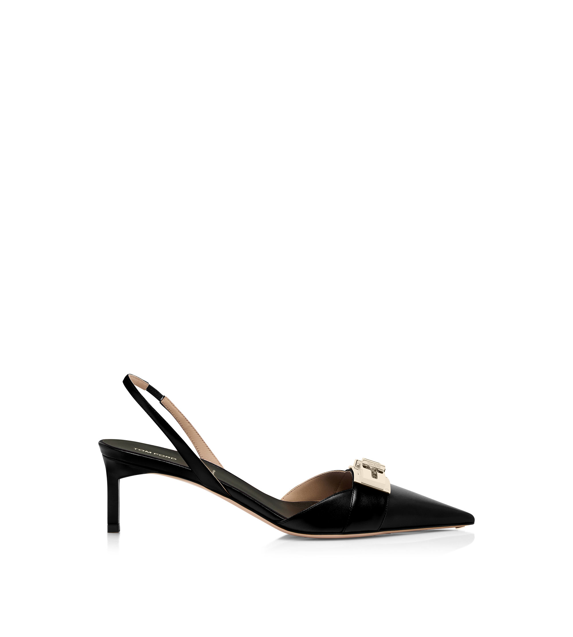 SHINY LEATHER T LATCH SLINGBACK