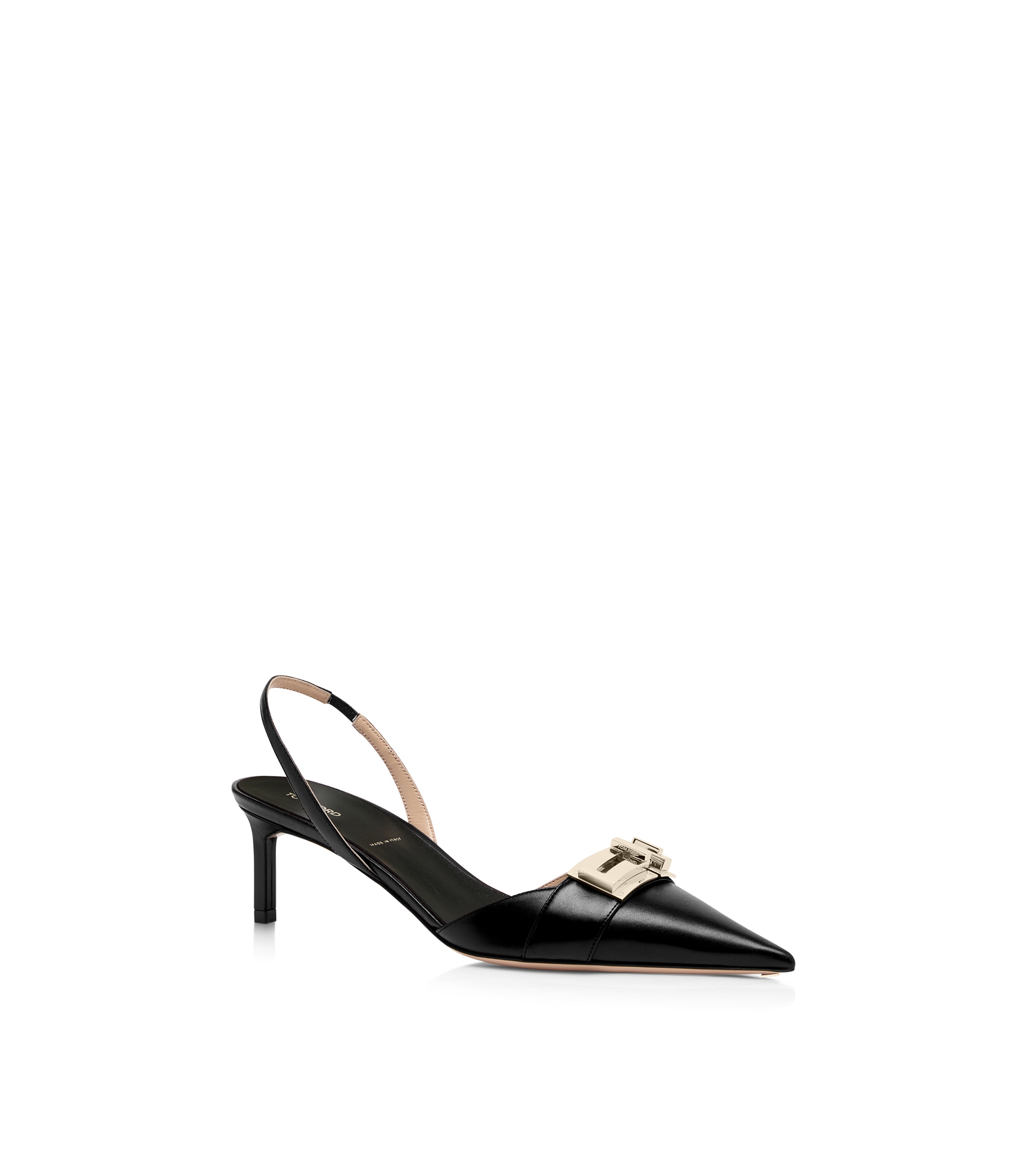 SHINY LEATHER T LATCH SLINGBACK