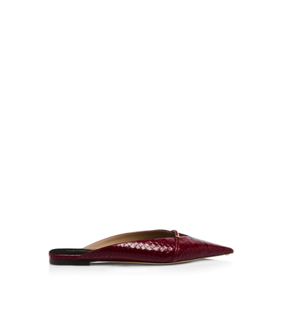 TOM FORD LEATHER RUBY RED SEMI SHINY PRINTED PYTHON JULIANNE MULE