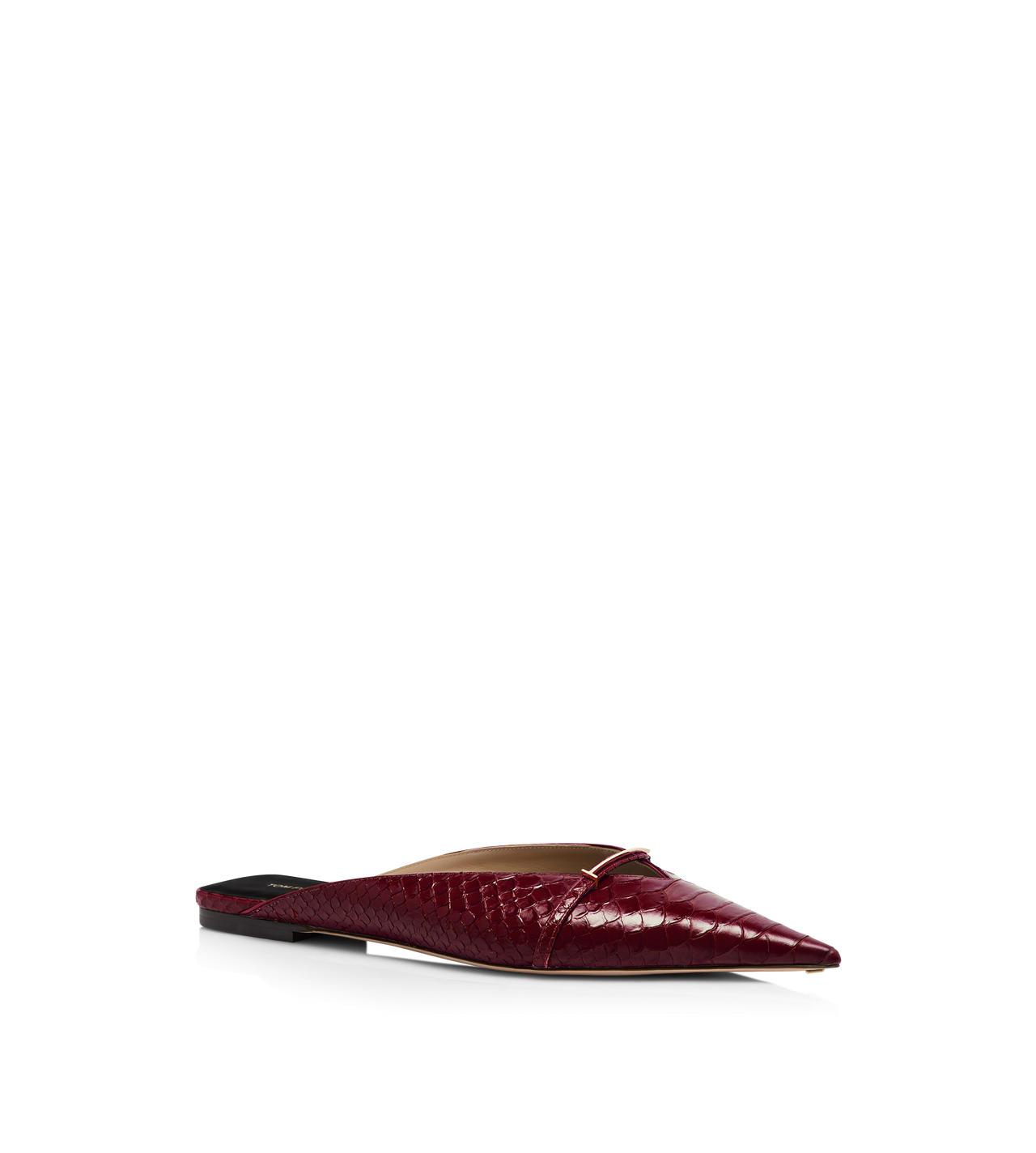 TOM FORD LEATHER RUBY RED SEMI SHINY PRINTED PYTHON JULIANNE MULE