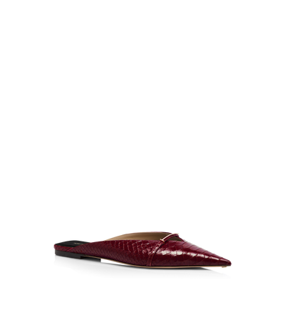 TOM FORD LEATHER RUBY RED SEMI SHINY PRINTED PYTHON JULIANNE MULE