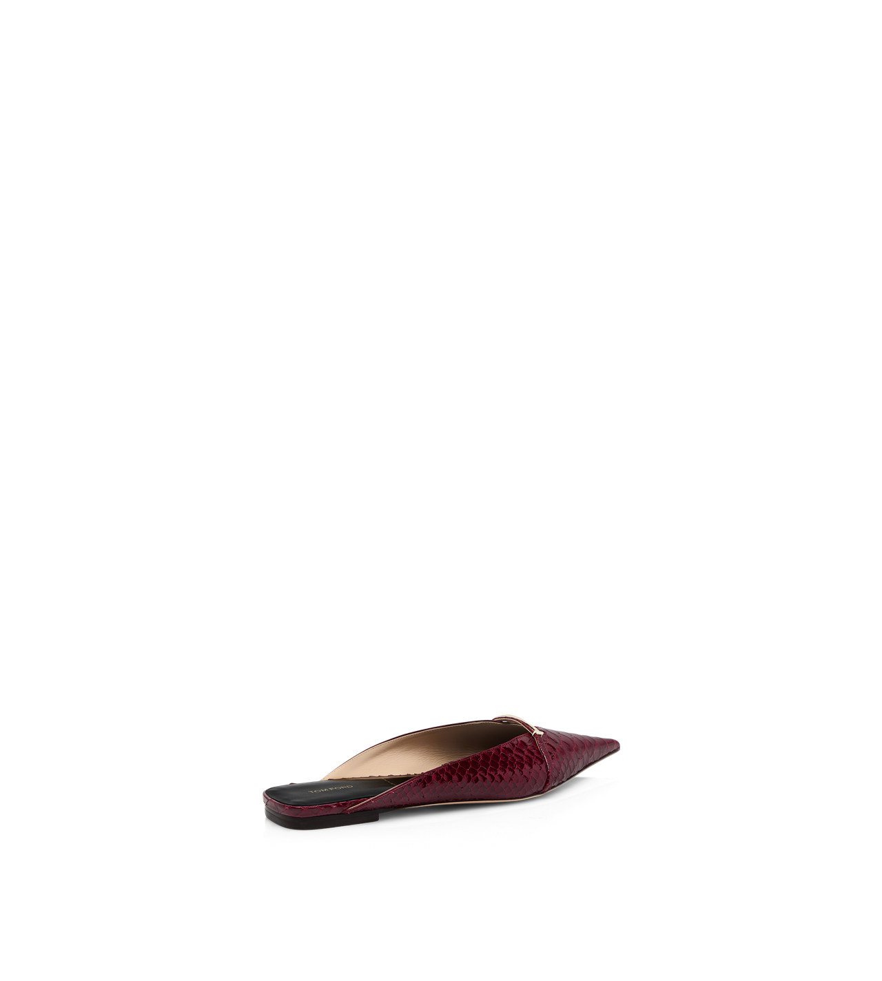 TOM FORD LEATHER RUBY RED SEMI SHINY PRINTED PYTHON JULIANNE MULE