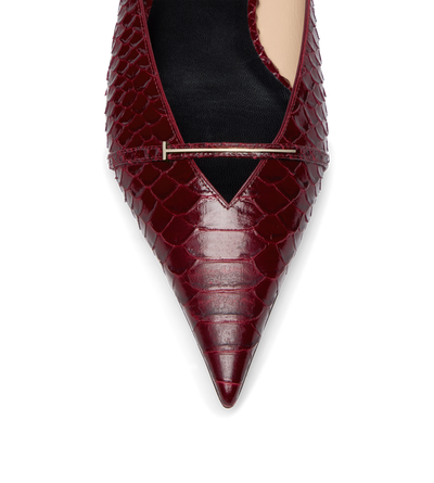TOM FORD LEATHER RUBY RED SEMI SHINY PRINTED PYTHON JULIANNE MULE
