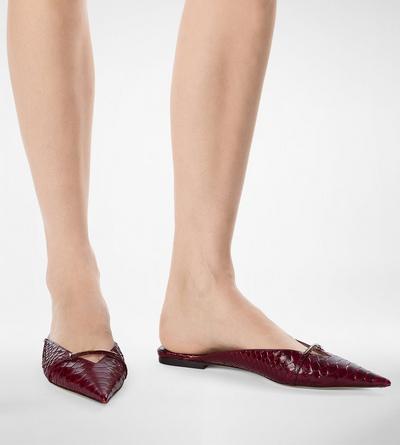 TOM FORD LEATHER RUBY RED SEMI SHINY PRINTED PYTHON JULIANNE MULE