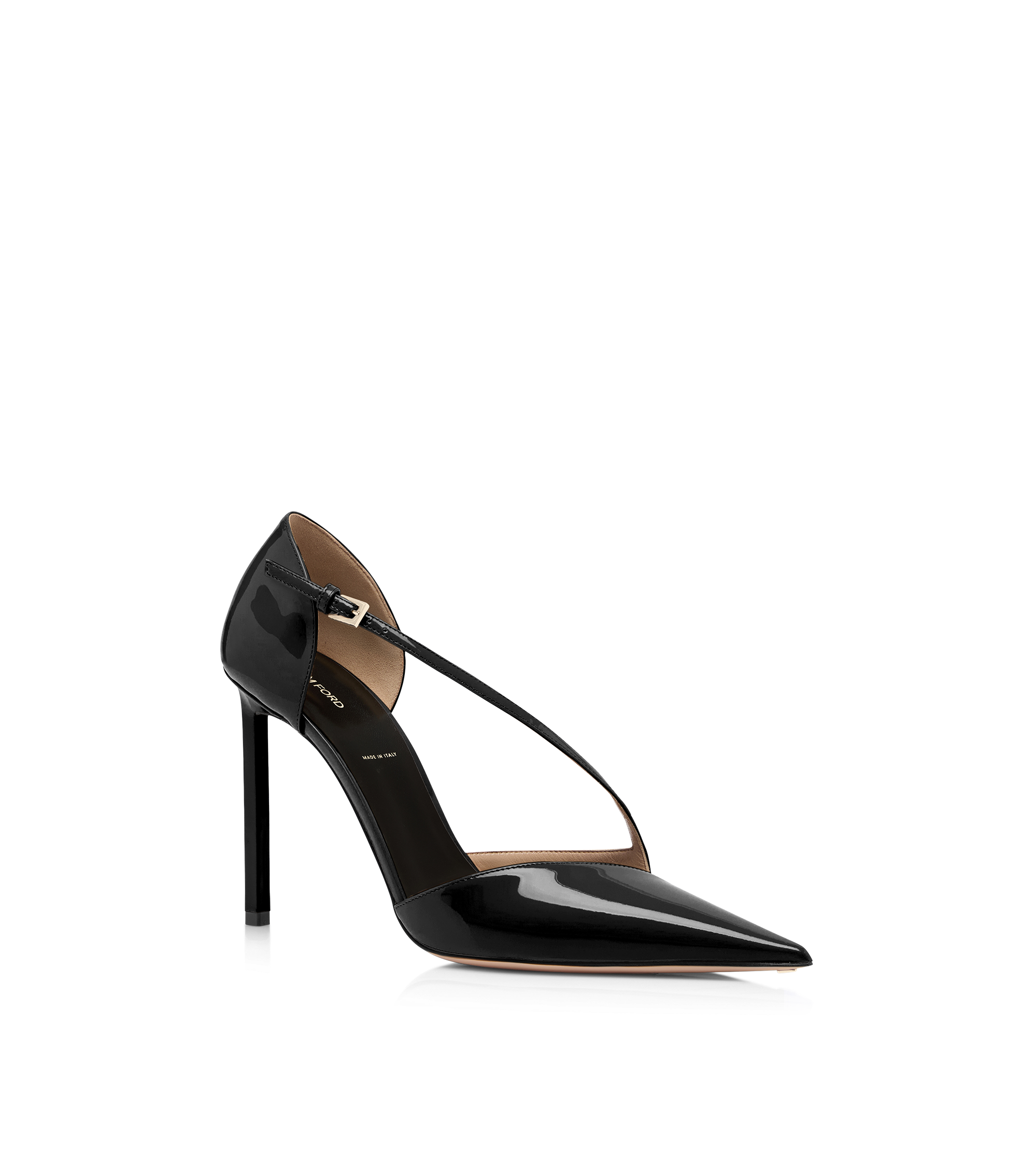 PATENT LEATHER ASYMMETRIC PUMP