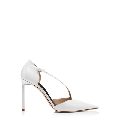 TOM FORD LEATHER WHITE PATENT LEATHER ASYMMETRIC PUMP