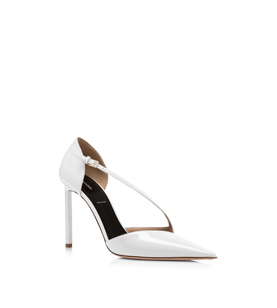 TOM FORD LEATHER WHITE PATENT LEATHER ASYMMETRIC PUMP