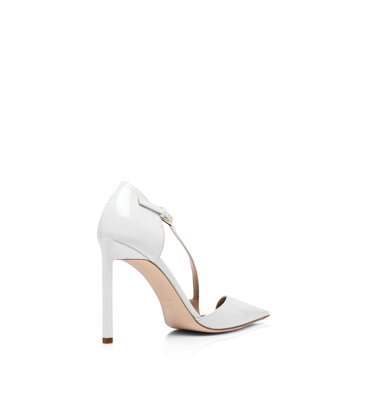 TOM FORD LEATHER WHITE PATENT LEATHER ASYMMETRIC PUMP