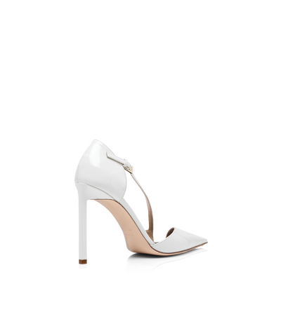 TOM FORD LEATHER WHITE PATENT LEATHER ASYMMETRIC PUMP