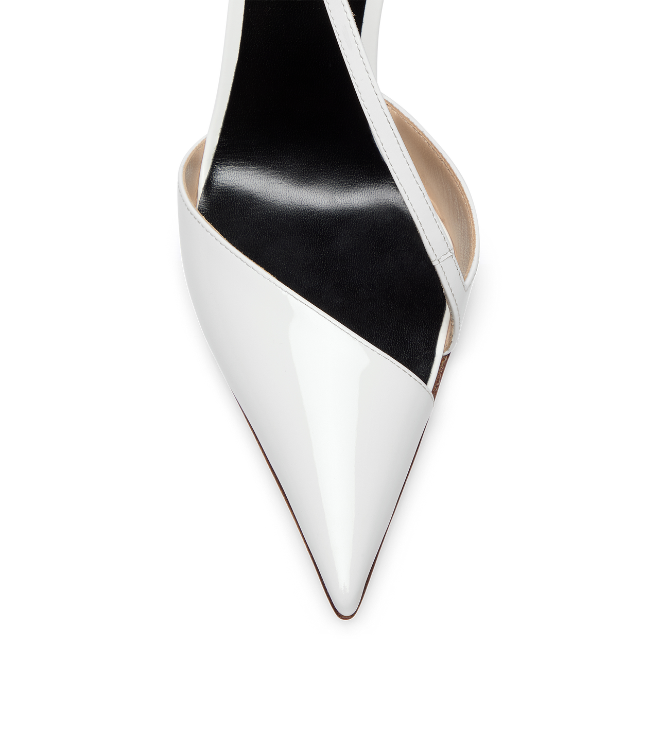 TOM FORD LEATHER WHITE PATENT LEATHER ASYMMETRIC PUMP