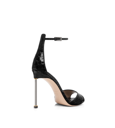 SEMI SHINY PRINTED PYTHON SPIRE ANKLE STRAP SANDAL image number 2