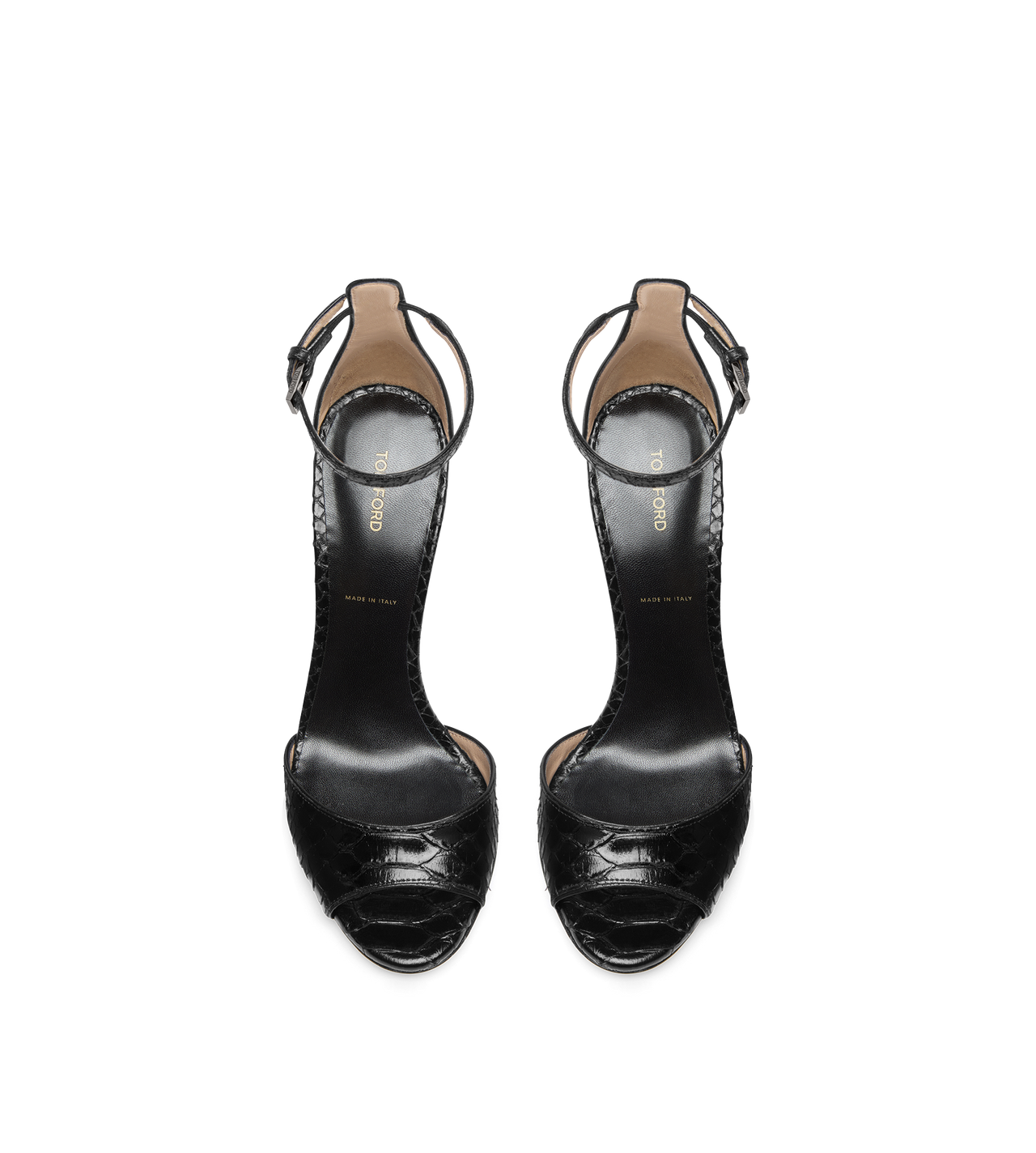 SEMI SHINY PRINTED PYTHON SPIRE ANKLE STRAP SANDAL image number 3