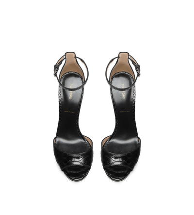 SEMI SHINY PRINTED PYTHON SPIRE ANKLE STRAP SANDAL image number 3