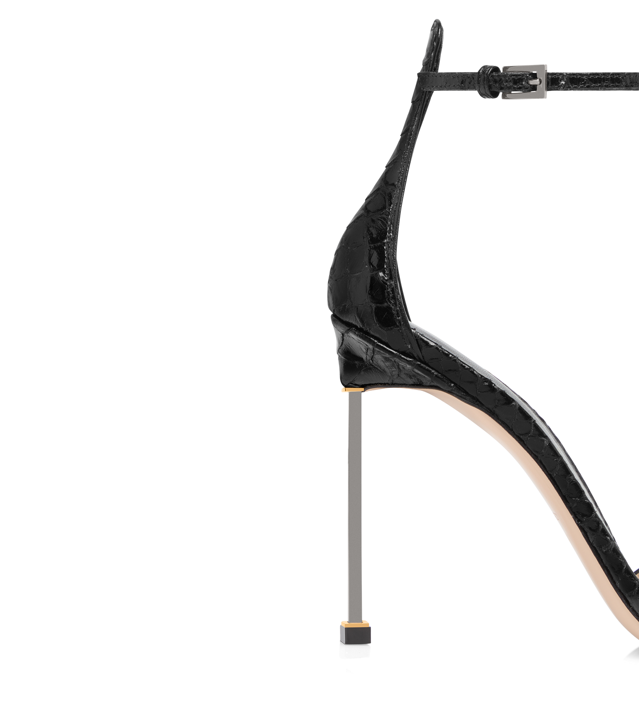 SEMI SHINY PRINTED PYTHON SPIRE ANKLE STRAP SANDAL image number 4