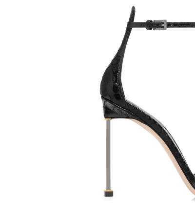 SEMI SHINY PRINTED PYTHON SPIRE ANKLE STRAP SANDAL image number 4