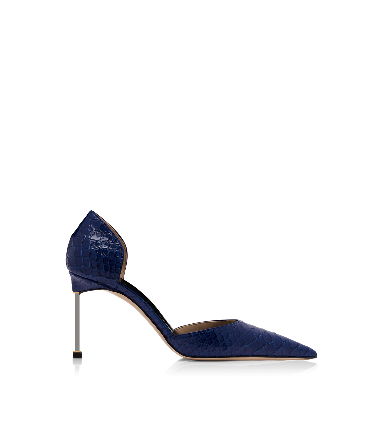 TOM FORD LEATHER SEA BLUE SEMI SHINY PRINTED PYTHON SPIRE D'ORSAY PUMP