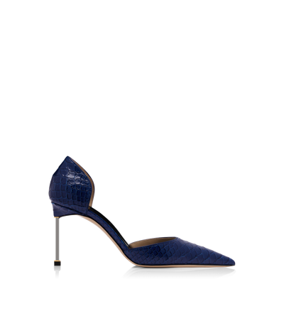 TOM FORD LEATHER SEA BLUE SEMI SHINY PRINTED PYTHON SPIRE D'ORSAY PUMP