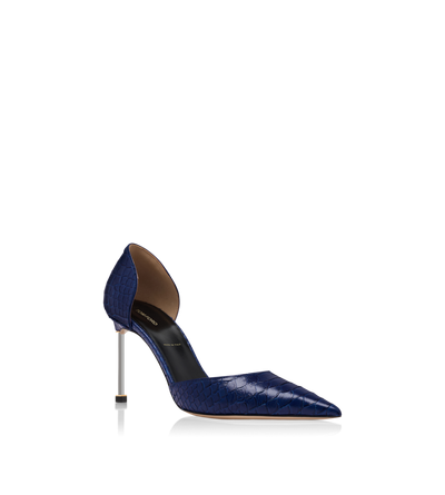 TOM FORD LEATHER SEA BLUE SEMI SHINY PRINTED PYTHON SPIRE D'ORSAY PUMP