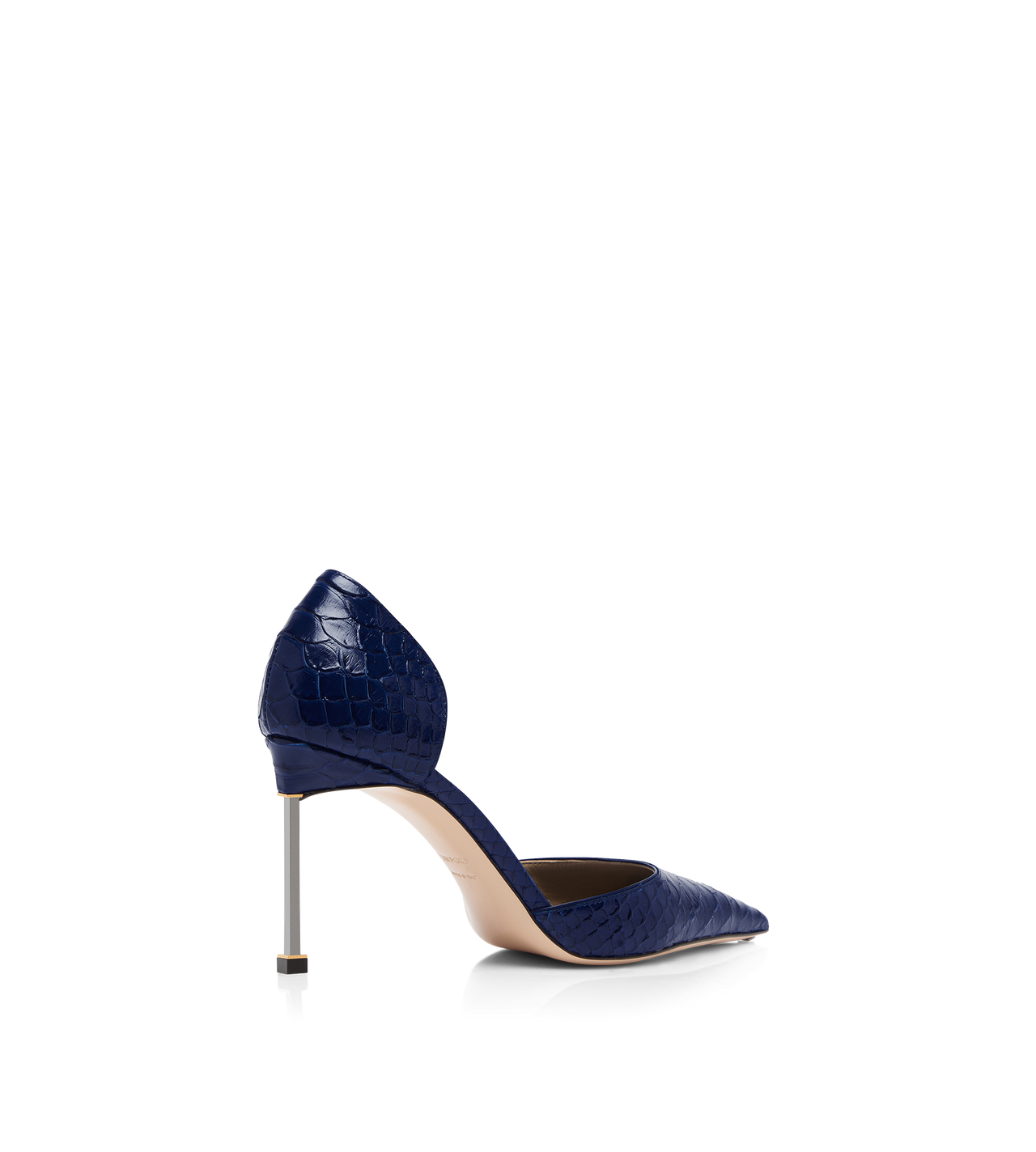 TOM FORD LEATHER SEA BLUE SEMI SHINY PRINTED PYTHON SPIRE D'ORSAY PUMP