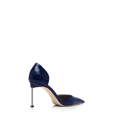 TOM FORD LEATHER SEA BLUE SEMI SHINY PRINTED PYTHON SPIRE D'ORSAY PUMP