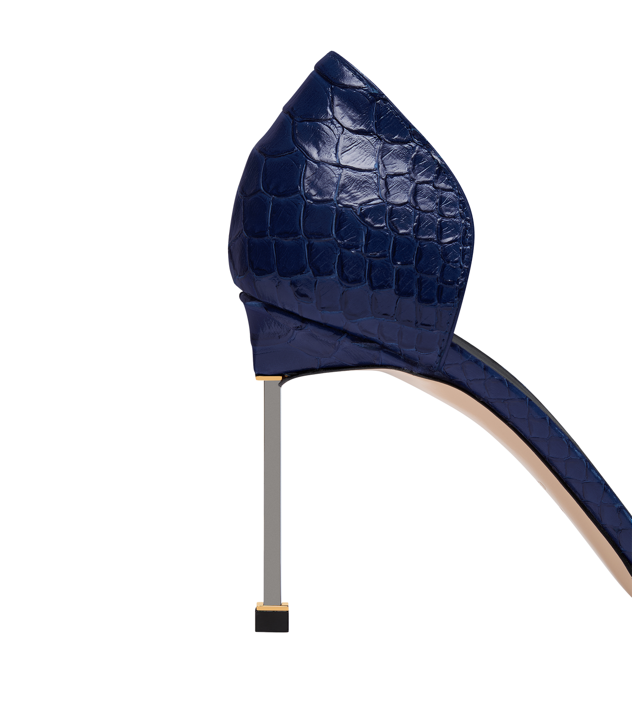 TOM FORD LEATHER SEA BLUE SEMI SHINY PRINTED PYTHON SPIRE D'ORSAY PUMP