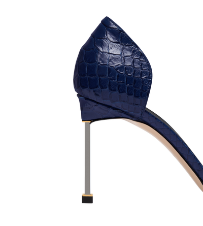 TOM FORD LEATHER SEA BLUE SEMI SHINY PRINTED PYTHON SPIRE D'ORSAY PUMP