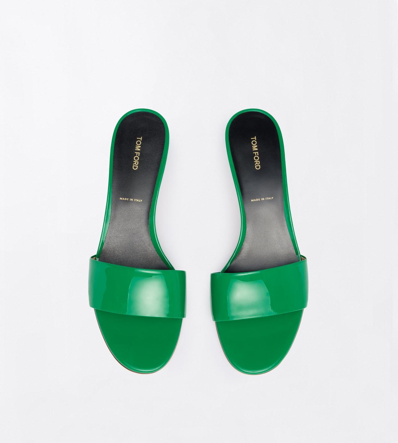 TOM FORD LEATHER BRIGHT GREEN PATENT LEATHER T MULE