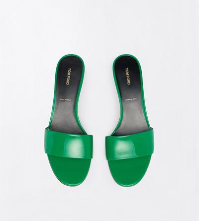 TOM FORD LEATHER BRIGHT GREEN PATENT LEATHER T MULE