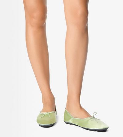 TOM FORD SATIN ICED PISTACHIO SATIN CARLA BALLET SHOE