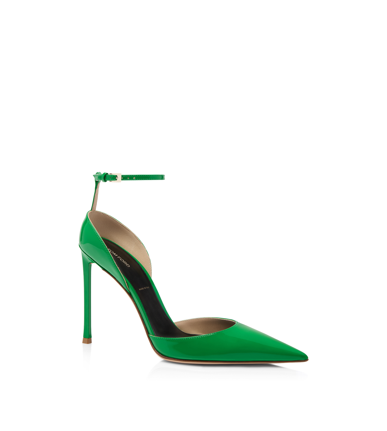 PATENT LEATHER VERTIGO ANKLE STRAP PUMP image number 1
