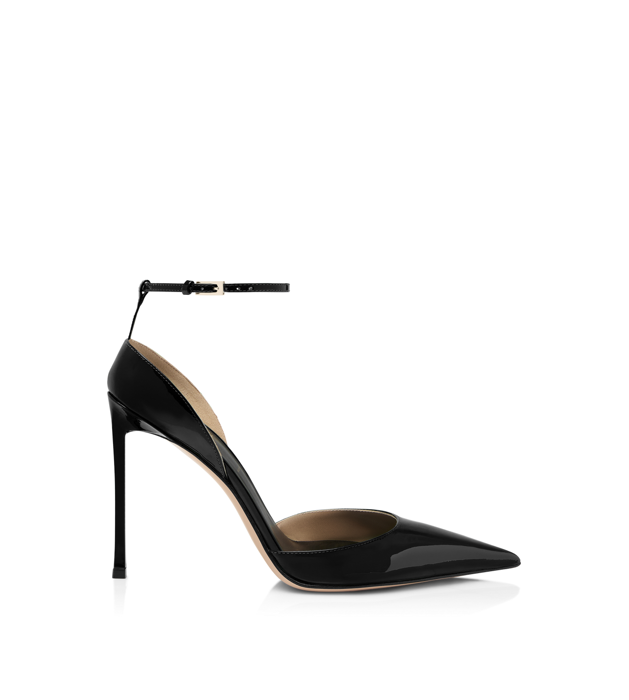 PATENT LEATHER VERTIGO ANKLE STRAP PUMP image number 0