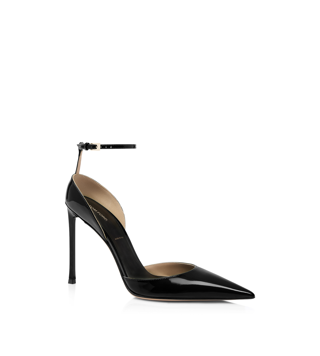 PATENT LEATHER VERTIGO ANKLE STRAP PUMP image number 1