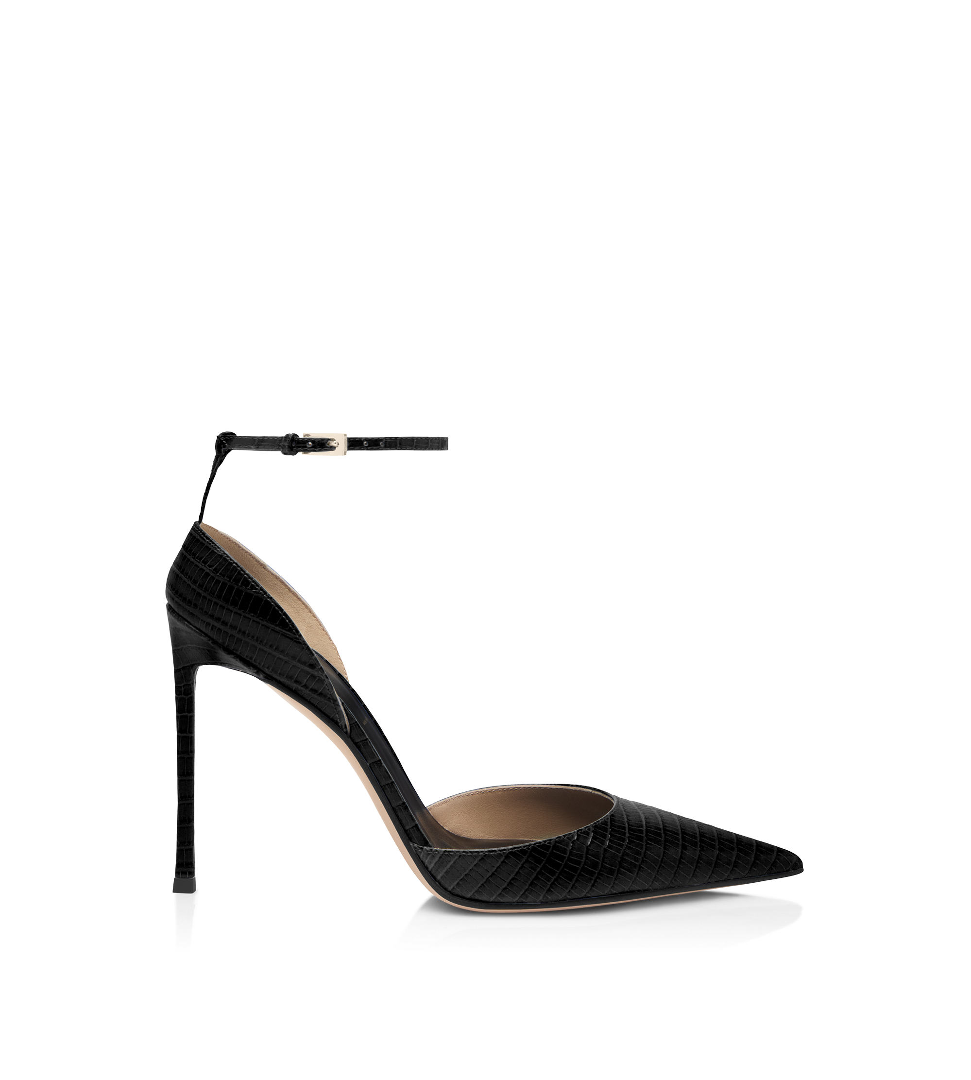 TEJUS-EFFECT PRINTED LEATHER VERTIGO ANKLE STRAP PUMP