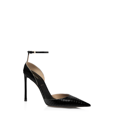 TEJUS-EFFECT PRINTED LEATHER VERTIGO ANKLE STRAP PUMP image number 1