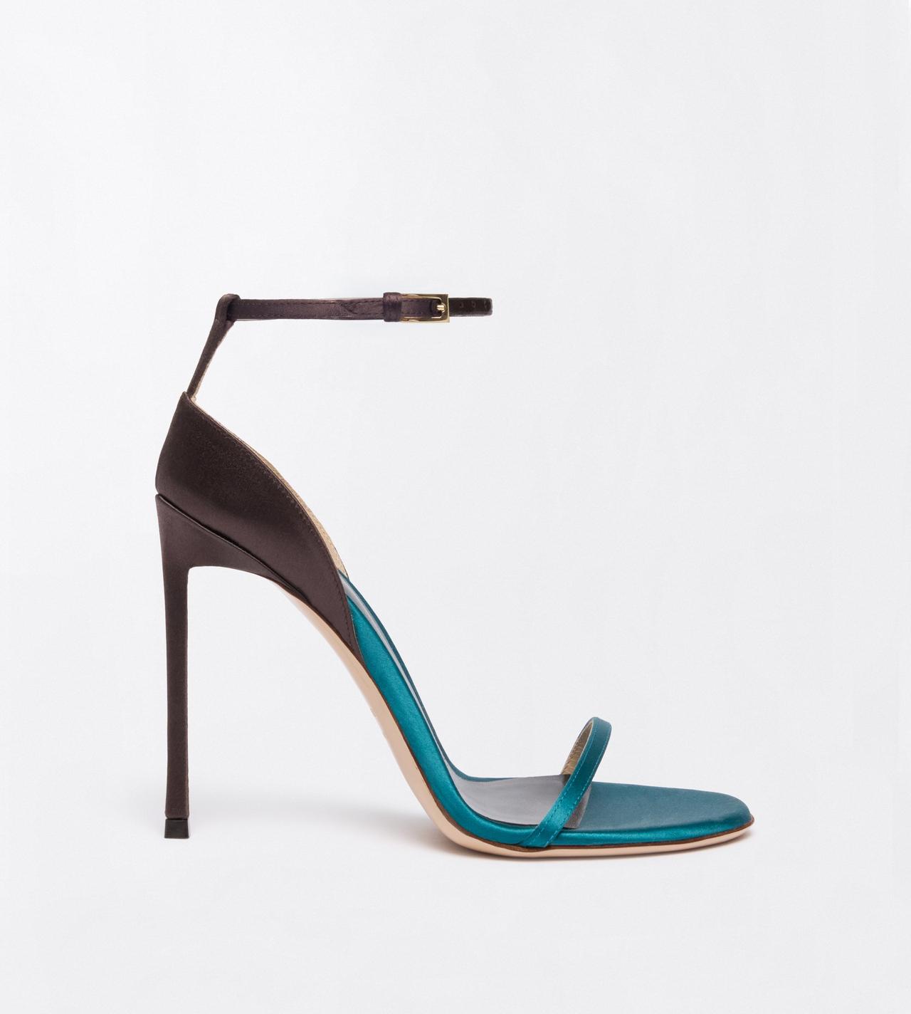 TOM FORD SATIN PETROL + ESPRESSO SATIN VERTIGO ANKLE STRAP SANDAL