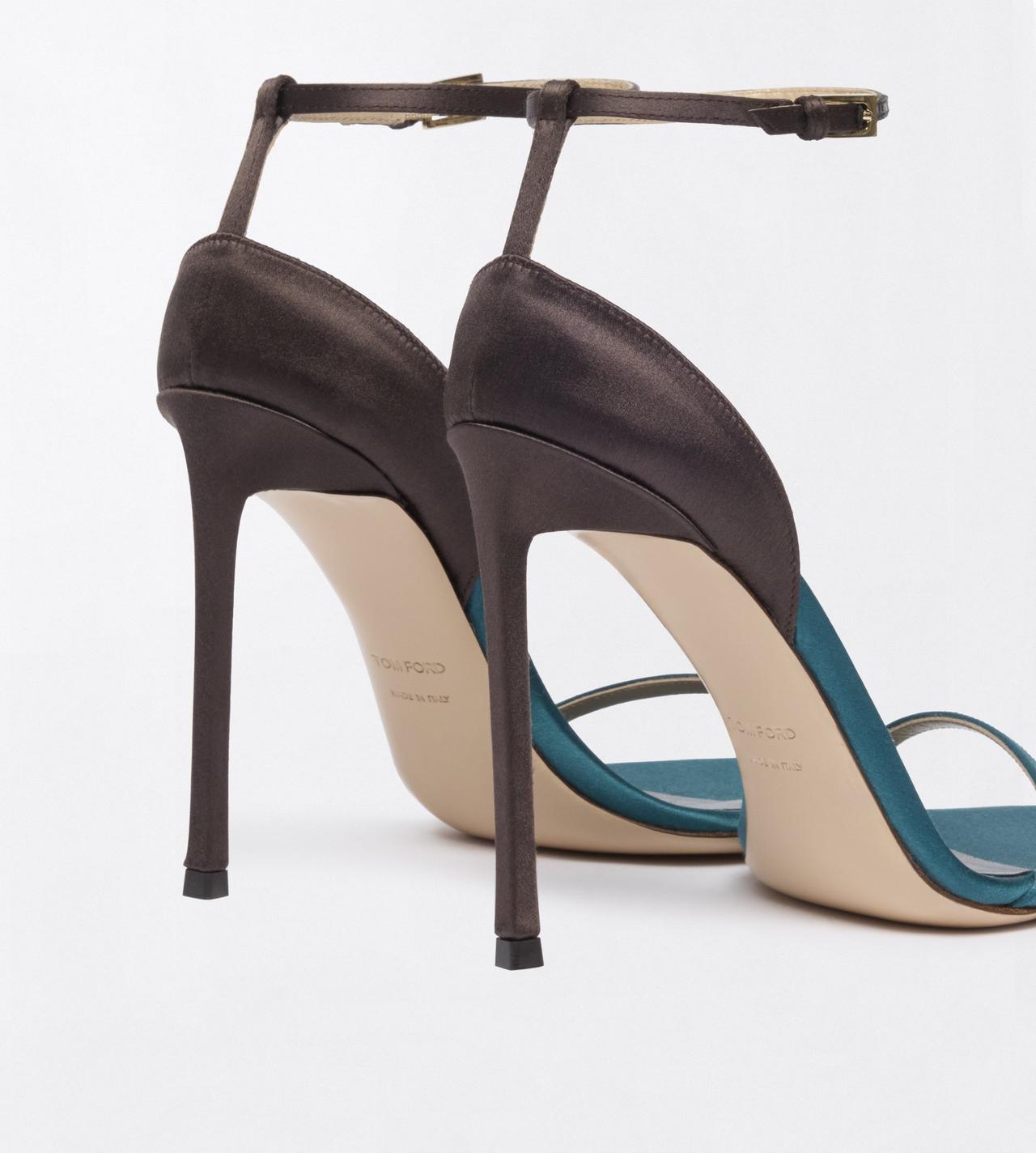 TOM FORD SATIN PETROL + ESPRESSO SATIN VERTIGO ANKLE STRAP SANDAL