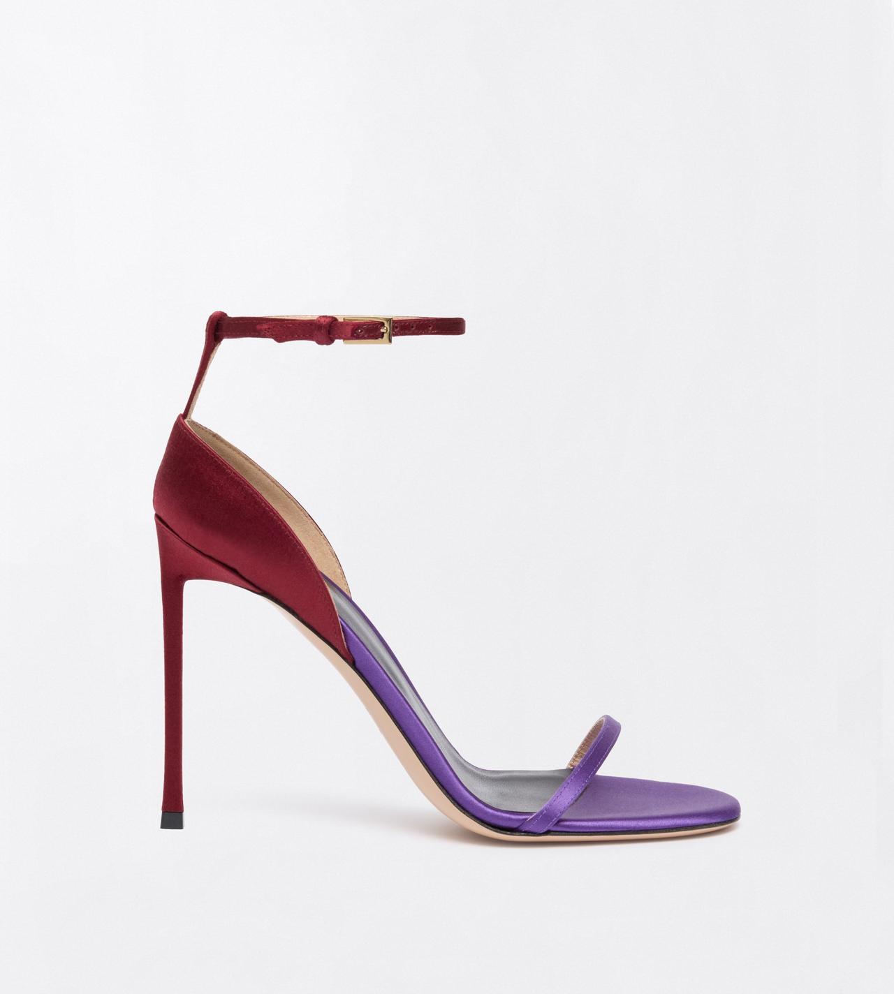 TOM FORD SATIN PRISM VIOLET + POMEGRANATE SATIN VERTIGO ANKLE STRAP SANDAL