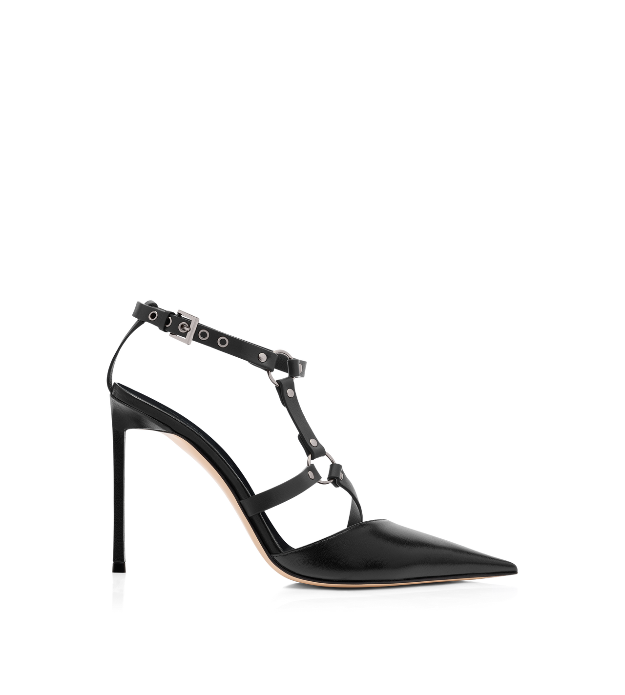 TOM FORD LEATHER BLACK SHINY LEATHER BOUND PUMP