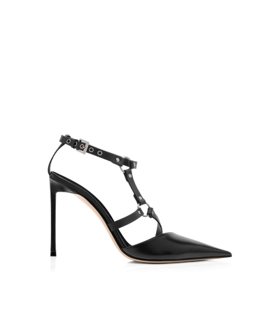TOM FORD LEATHER BLACK SHINY LEATHER BOUND PUMP