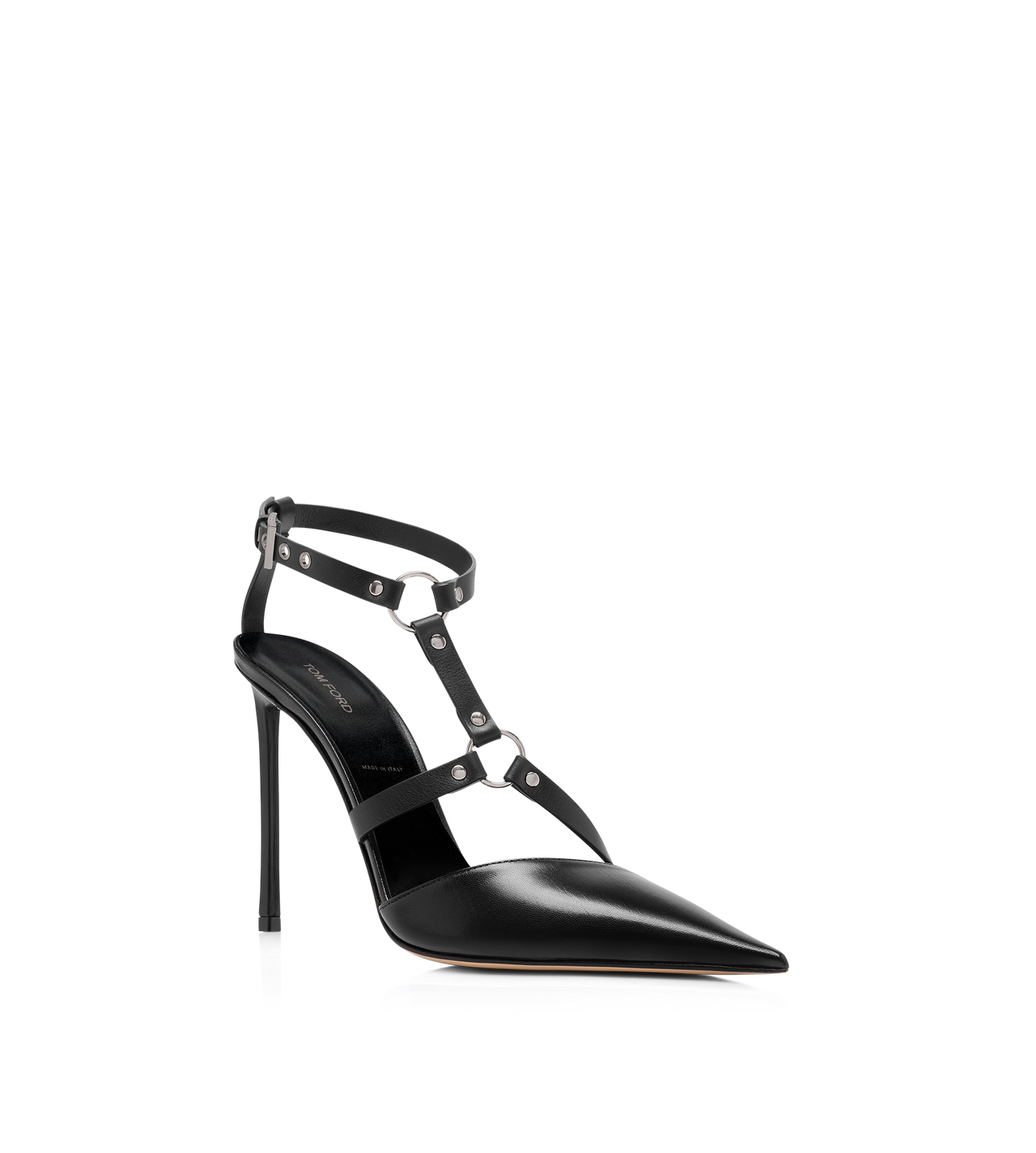 TOM FORD LEATHER BLACK SHINY LEATHER BOUND PUMP