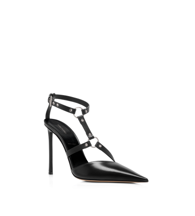 TOM FORD LEATHER BLACK SHINY LEATHER BOUND PUMP