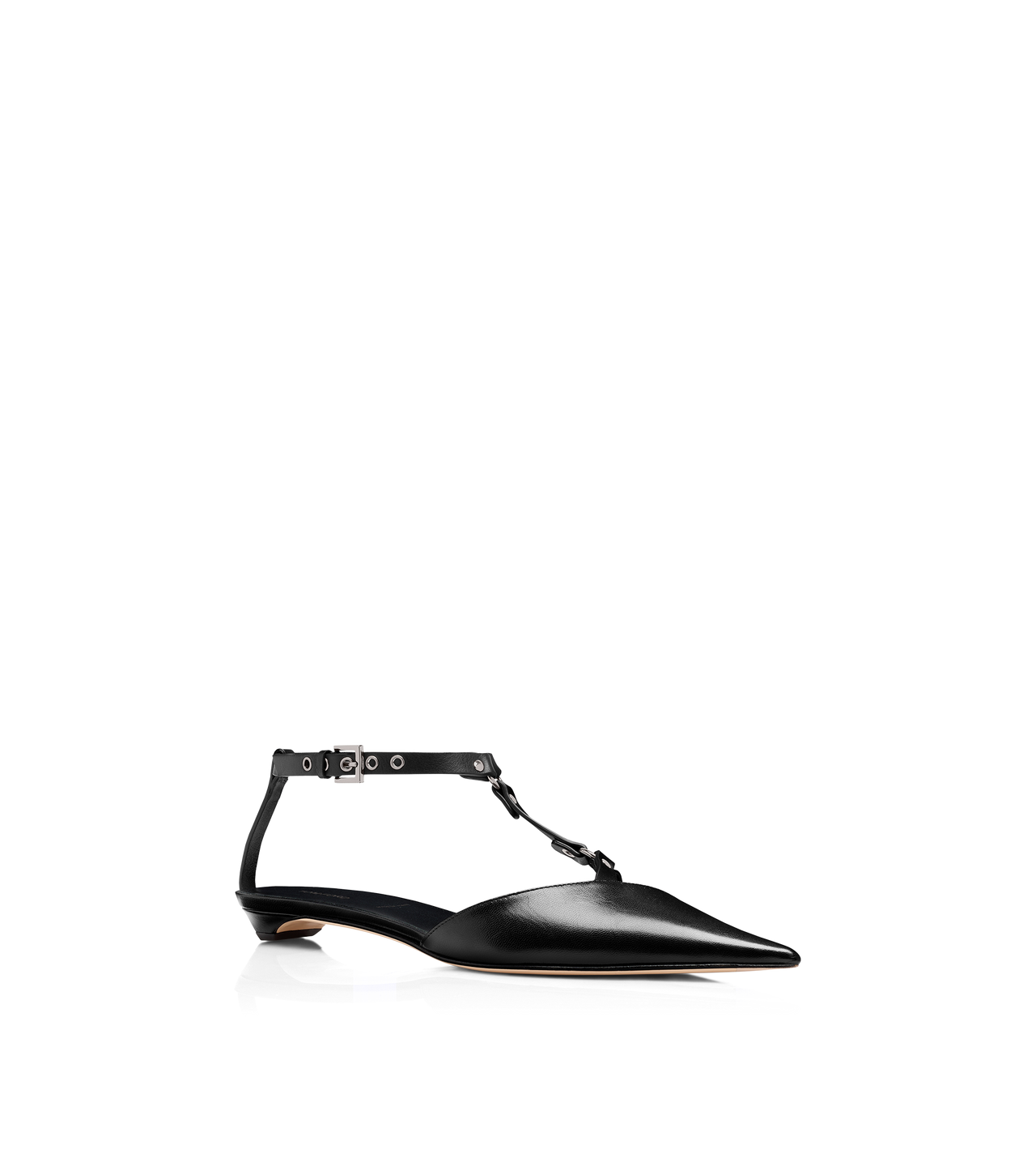 TOM FORD LEATHER BLACK SHINY LEATHER BOUND BALLERINA