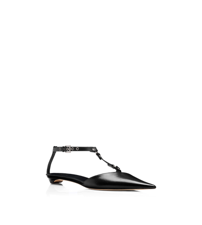 TOM FORD LEATHER BLACK SHINY LEATHER BOUND BALLERINA