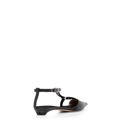 TOM FORD LEATHER BLACK SHINY LEATHER BOUND BALLERINA