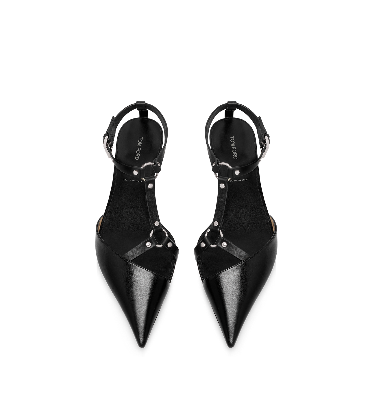 TOM FORD LEATHER BLACK SHINY LEATHER BOUND BALLERINA