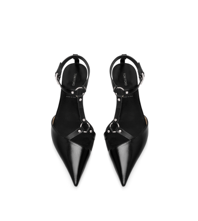 TOM FORD LEATHER BLACK SHINY LEATHER BOUND BALLERINA