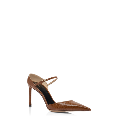 TOM FORD LEATHER TOFFEE TEJUS-EFFECT PRINTED LEATHER VERTIGO MARY JANE PUMP